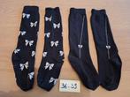 zwarte sokken met zilveren detail mt 36-39, Meisje, Gebruikt, Ophalen of Verzenden, Sokken
