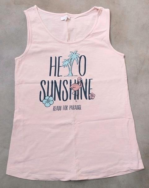 Lichtroze topje "Hello Sunshine" - maat 164, Kinderen en Baby's, Kinderkleding | Maat 164, Zo goed als nieuw, Meisje, Shirt of Longsleeve