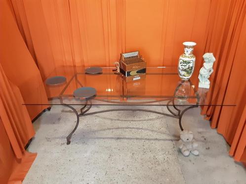 tafelontwerp vintage glazen tafel, Antiek en Kunst, Curiosa en Brocante, Ophalen of Verzenden
