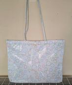 Leuke Witte Vintage Draagtas / Schoudertas met Print, Ophalen of Verzenden, Gebruikt, Wit