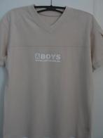 Beige T-shirt met witte print en v-hals, maat 152, Kinderen en Baby's, Kinderkleding | Maat 152, Ophalen of Verzenden, Zo goed als nieuw