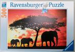 Puzzel Ravensburger "African Silhouette" - 500, Comme neuf, Enlèvement ou Envoi