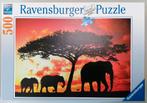 Puzzel Ravensburger "African Silhouette" - 500, Ophalen of Verzenden, Zo goed als nieuw