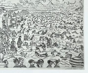 Ensor - Gravure ancienne - Beau cadre - 1899 - 26,8x21,3 cm