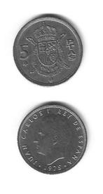 2 Munten Spanje 5 PTAS 1975 Pr, Ophalen of Verzenden, Losse munt, Overige landen