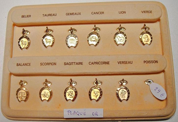 Pendentif zodiaque fer à cheval plaqué or, neuf, Bijoux, Sacs & Beauté, Pendentifs, Neuf, Or, Or, Autres représentations, Enlèvement ou Envoi