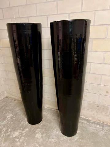 2 prachtige vintage vazen, extra groot, glanslak beschikbaar voor biedingen