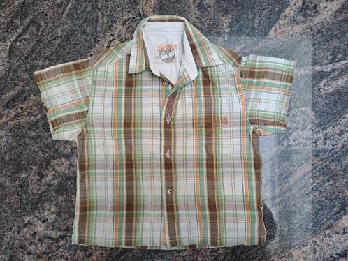 Mt 92 Bruin groen geruit hemd met korte mouwen, Kinderen en Baby's, Kinderkleding | Maat 92, Gebruikt, Jongen, Overhemd of Blouse