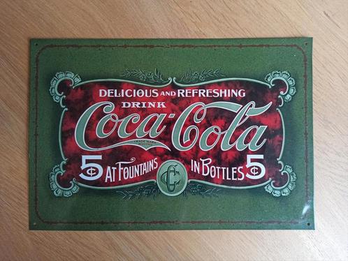 Vintage Coca-Cola reclamebord - metaal - 31x21cm, Huis en Inrichting, Woonaccessoires | Tekstborden en Spreuken, Zo goed als nieuw