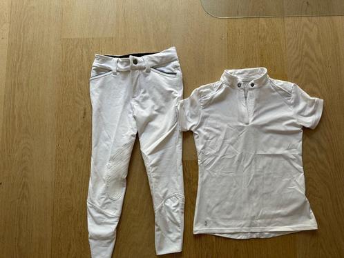 Pentalon en T-polo voor witte paardenraces voor kinderen, Dieren en Toebehoren, Paardrijkleding, Zo goed als nieuw, Kinderen, Bovenkleding
