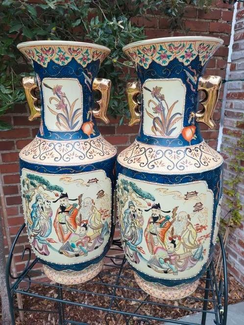2 grote chinese Satsuma vazen, Antiek en Kunst, Antiek | Vazen, Ophalen