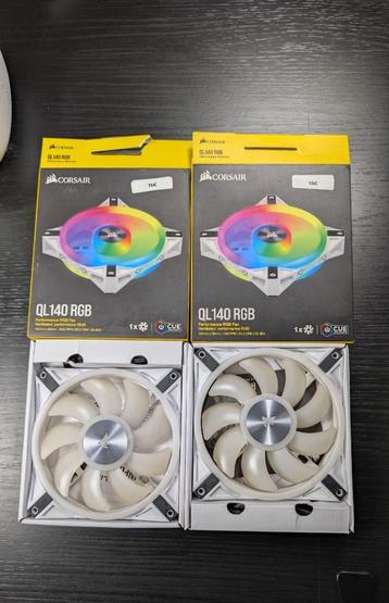 2xCorsair iCUE QL140 RGB PWM Single Fan Wit, 140mm beschikbaar voor biedingen