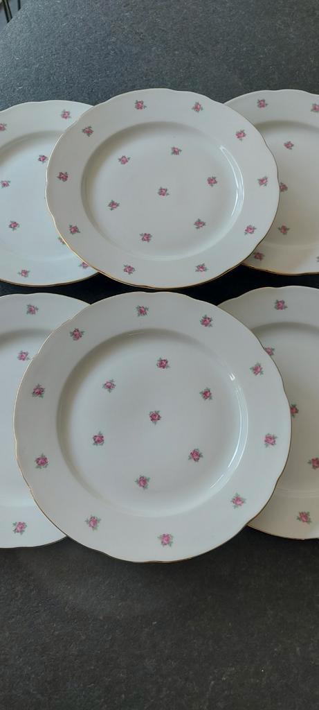 6 assiettes vintage en porcelaine de Tchécoslovaquie « Elly , Antiquités & Art, Antiquités | Services (vaisselle) pièces, Enlèvement ou Envoi