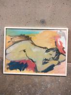 Vintage abstract schilderij op board gesigneerd, Ophalen of Verzenden