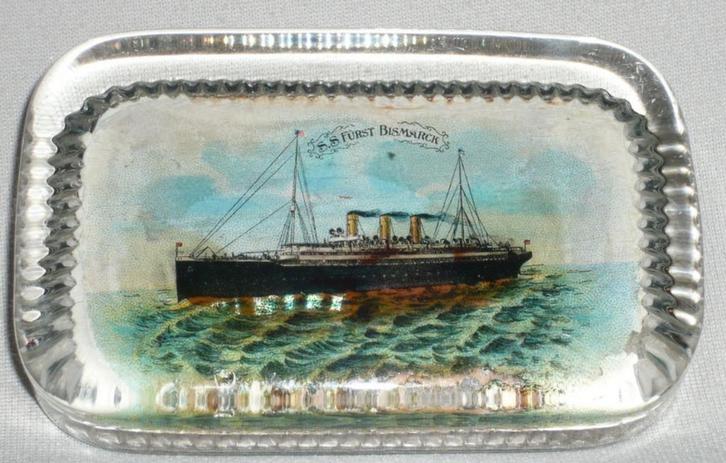 PRESSE PAPIER S/S FÜRST BISMARCK HAPAG, Verzamelen, Scheepvaart, Gebruikt, Gebruiksvoorwerp, Motorboot, Ophalen of Verzenden