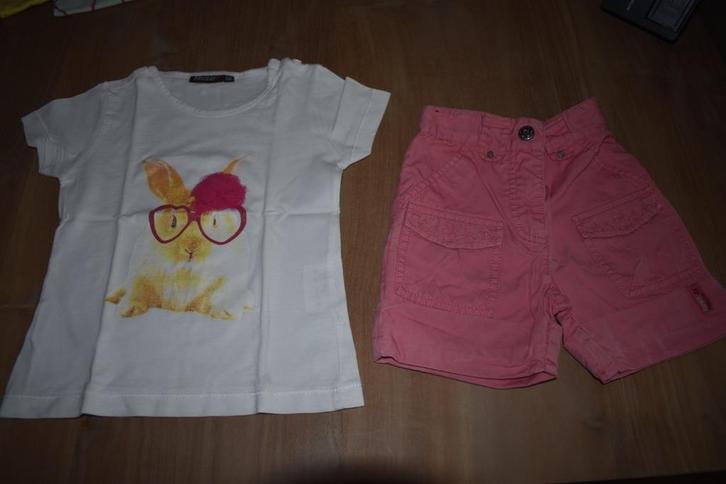 Shirt + shortje maat 86 - 92, Kinderen en Baby's, Babykleding | Maat 86, Gebruikt, Meisje, Setje, Ophalen of Verzenden