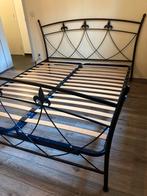 Tweepersoonsbed met lattenbodem, Huis en Inrichting, Ophalen, Bruin, Tweepersoons, Zo goed als nieuw