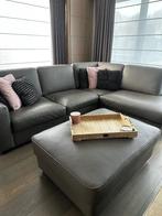 Hoeksalon leder grijs, Huis en Inrichting, Zetels | Zetels, Ophalen, Landelijk, modern, klassiek…, Gebruikt, Hoekbank