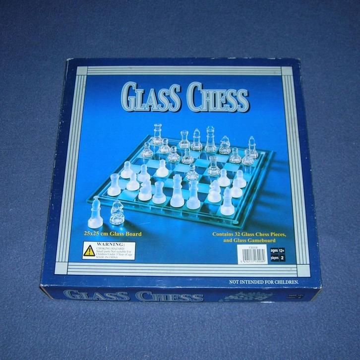 Spel: Glazen schaakspel, Hobby en Vrije tijd, Gezelschapsspellen | Bordspellen, Nieuw, Een of twee spelers, Ophalen of Verzenden