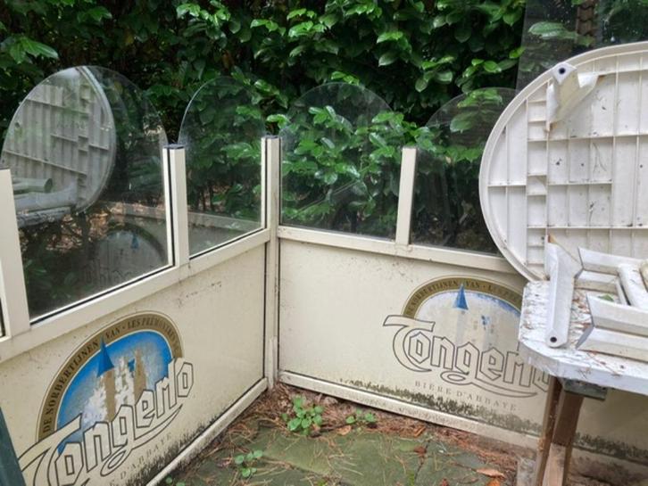 terrasafsluiting voor cafe of mancave, Tuin en Terras, Schuttingen, Gebruikt, Aluminium, 1 tot 2 meter, Ophalen