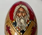 Ancien œuf russe orthodoxe en bois peint main, Antiquités & Art, Enlèvement ou Envoi