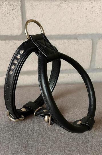 Lederen hondenharnas bezet met steentjes beschikbaar voor biedingen