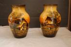 Koppel majolica vazen Schramberg keramiek 1930 perfecte staa, Antiek en Kunst, Ophalen of Verzenden