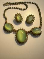 DAMESSET - HALSKETTING + BO — VINTAGE, Handtassen en Accessoires, Kettingen, Ophalen of Verzenden, Zo goed als nieuw, Groen