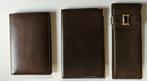 Vintage Delvaux Cuir marron 3 etuis '70ies, Ophalen of Verzenden, Gebruikt