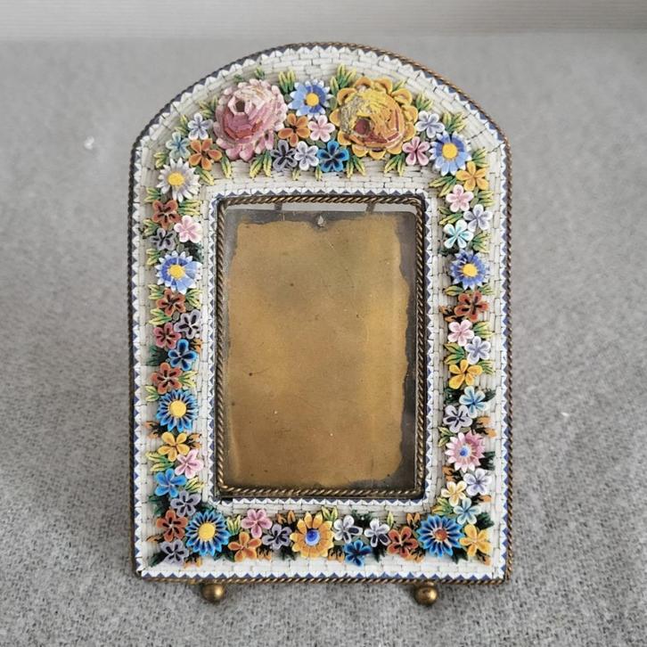 Vintage Millefiore Italiaanse fotolijst bloemen, Antiek en Kunst, Curiosa en Brocante, Ophalen of Verzenden