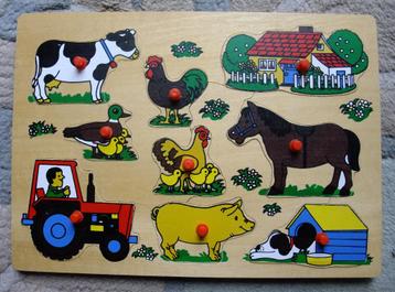 Mooie, houten puzzel/vormenpuzzel: de boerderij - NIEUW!!