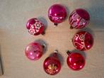 Lotje van 7 roze rode kerstballen, Ophalen of Verzenden, Gebruikt