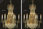 Set van 2 identieke 14-lichts Boheems kristallen kroonluchte, Ophalen