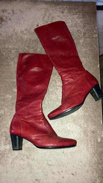 Rode leren laarsjes Gabor maat 5 ( 38) beschikbaar voor biedingen