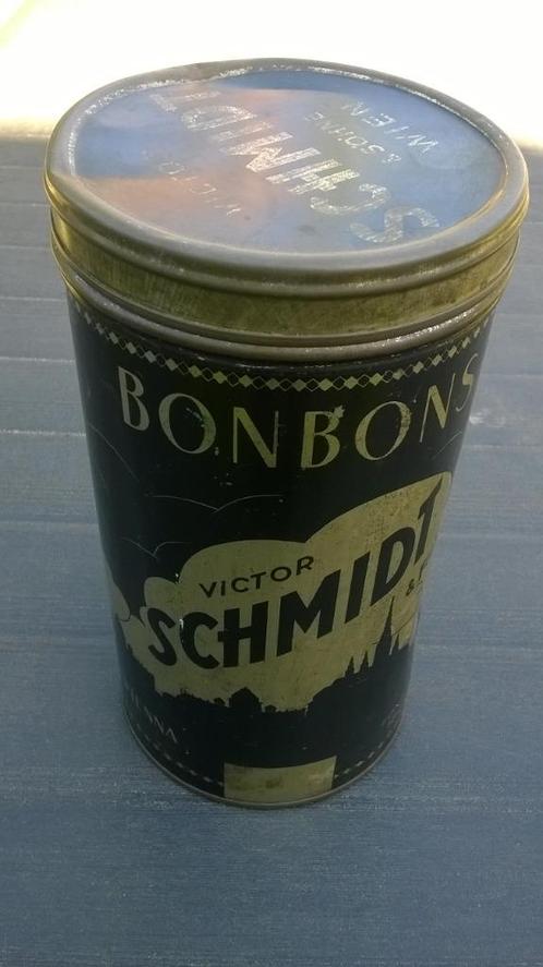 Blikken doos Bonbons Victor Schmidt, Verzamelen, Blikken, Gebruikt, Overige, Overige merken, Ophalen of Verzenden