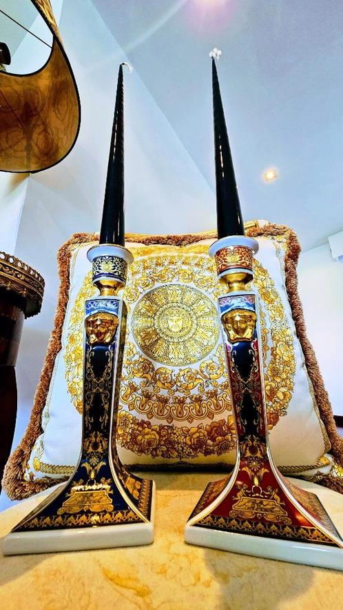 2 Kandelaars Medusa Versace - Gesigneerd Versace, Antiek en Kunst, Kunst | Designobjecten, Ophalen of Verzenden