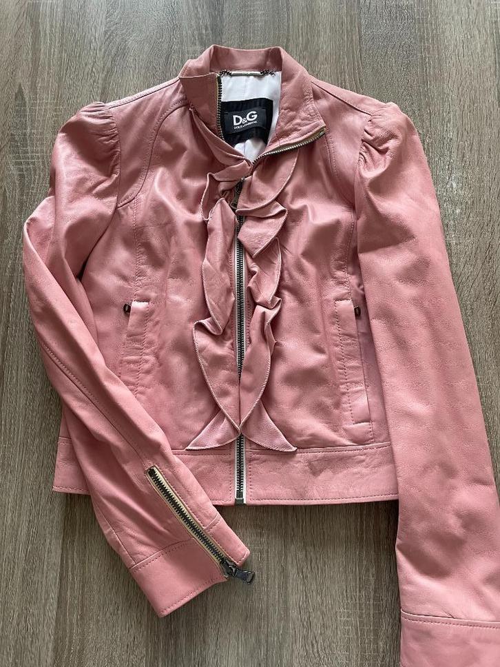 Roze leren jas van Dolce & Gabbana, Kleding | Dames, Jassen | Zomer, Gedragen, Maat 36 (S), Roze, Ophalen of Verzenden