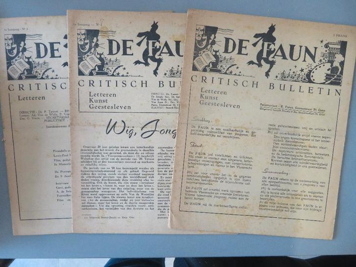 3 De Faun Letteren Kunst Geestesleven Studenten Gent 1945, Boeken, Geschiedenis | Stad en Regio, Zo goed als nieuw, 20e eeuw of later