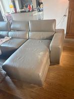 Gebruikt salon te koop 2 + 3 zit met voetbank, Ophalen, Gebruikt, Leder - Modern
