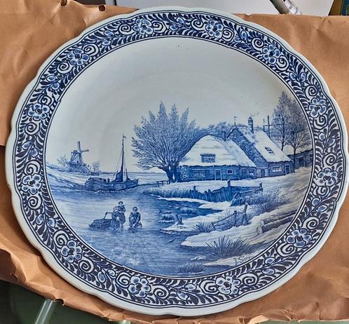 2 Delftse wandborden, zomer/ wintertafereel, Antiek en Kunst, Antiek | Wandborden en Tegels, Ophalen
