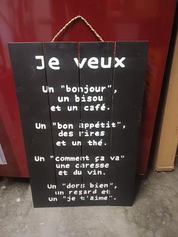 Panneau bois avec inscriptions pour Déco