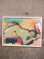 Vintage abstract schilderij op board gesigneerd, Antiek en Kunst, Kunst | Schilderijen | Abstract, Ophalen of Verzenden