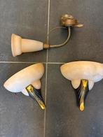 Antieke retro wandverlichting in steen en glas, Huis en Inrichting, Ophalen, Gebruikt, Glas, Retro