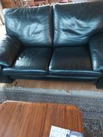 Zwart lederen salon, Huis en Inrichting, Ophalen, Gebruikt, Leer