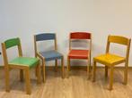 Vier houten gekleurde stoelen, Huis en Inrichting, Stoelen, Ophalen, Zo goed als nieuw, Hout, Vier