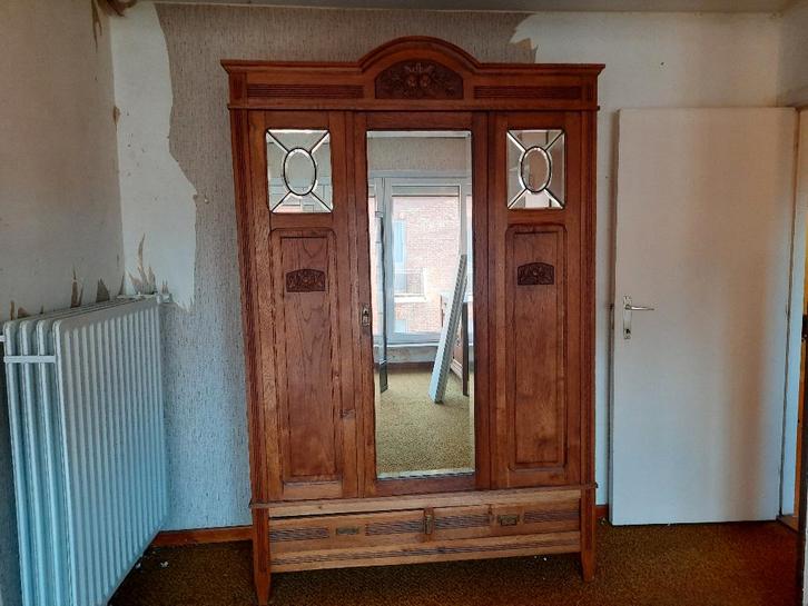 Authentieke Eiken Slaapkamerset (Art Deco), Huis en Inrichting, Kasten | Kleerkasten, Gebruikt, 150 tot 200 cm, Met lade(s), Met deur(en)