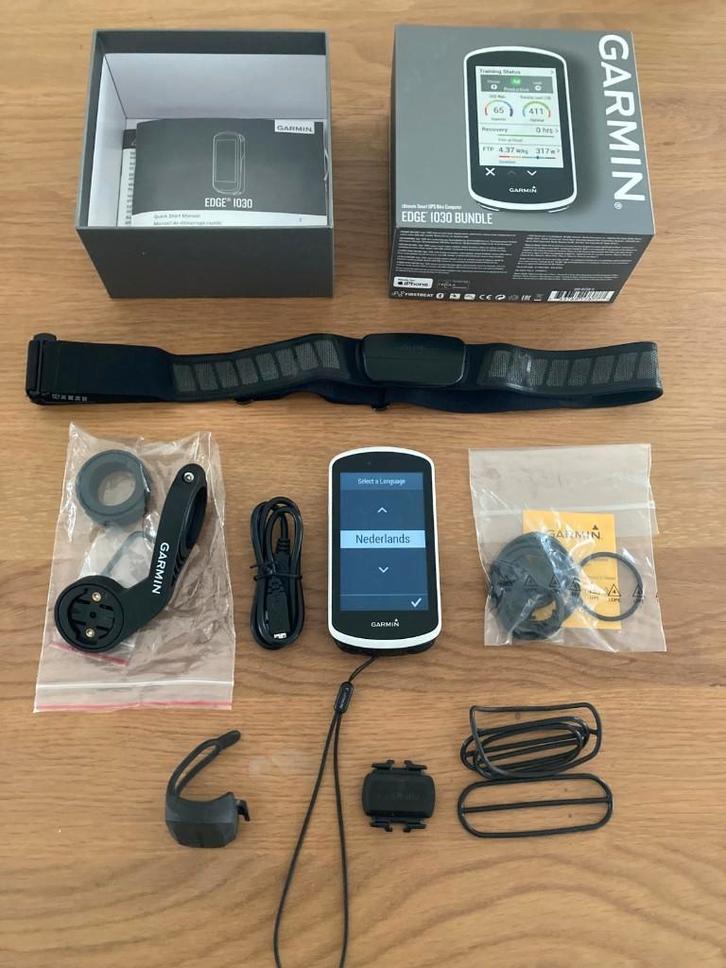 Garmin Edge 1030  Bundle + sensoren, Fietsen en Brommers, Fietsaccessoires | Fietscomputers, Zo goed als nieuw, Cadanssensor, GPS