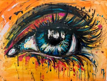 Modern kleurrijk schilderij oog Mk Art beschikbaar voor biedingen