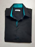 Zwart en blauw shirt met korte mouwen maat M, Gedragen, Ophalen of Verzenden, Halswijdte 39/40 (M), Zwart