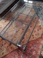Design salontafel staal met gehard glas 12mm, Maison & Meubles, Tables | Tables de salon, Comme neuf, Métal, 100 à 150 cm, Rectangulaire
